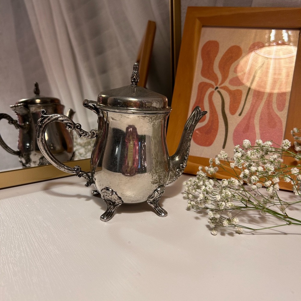 Vintage Ornate Miniature Silver Plated Tea Kettle
